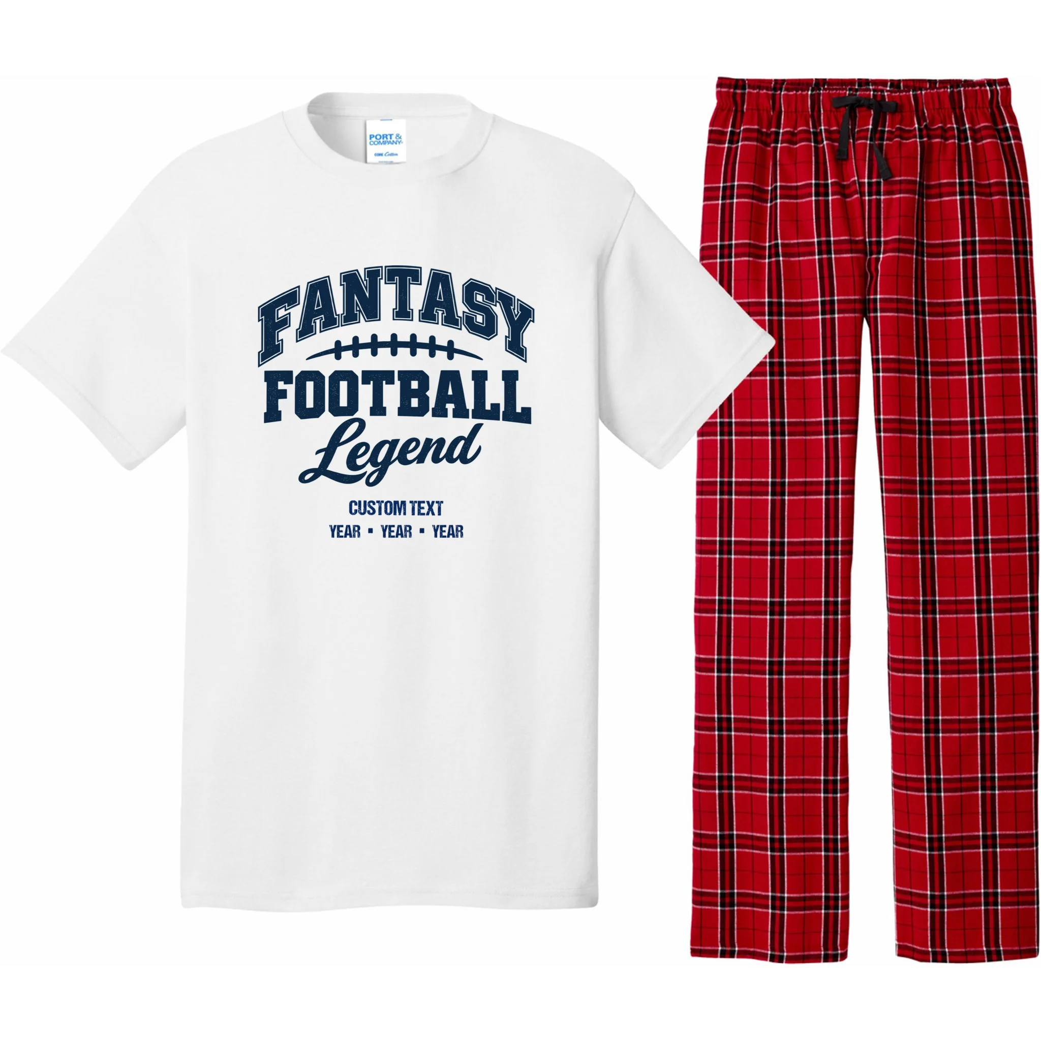 Fantasy Football Legend Personalized Text - Custom Gift Men's Pajamas - Front