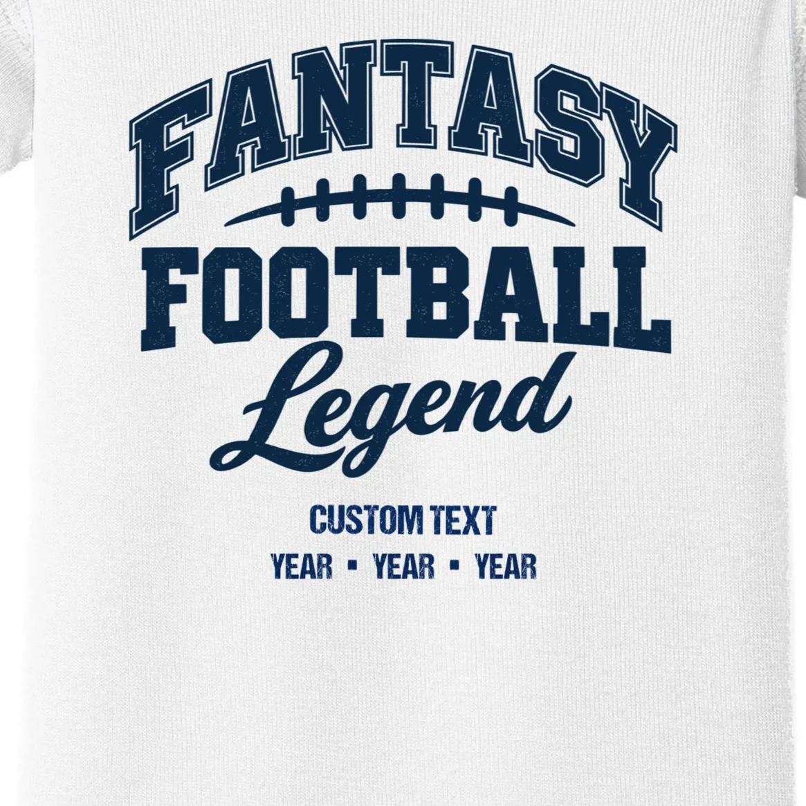 Fantasy Football Legend Personalized Text - Custom Gift Baby Bodysuit - Front - Close-up