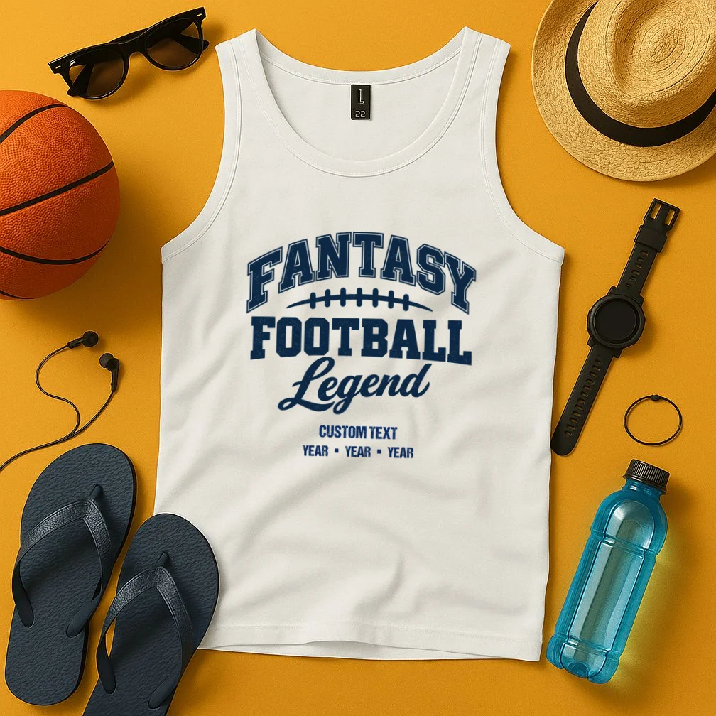 Fantasy Football Legend Personalized Text - Custom Gift Men's Tank Top - Front 3