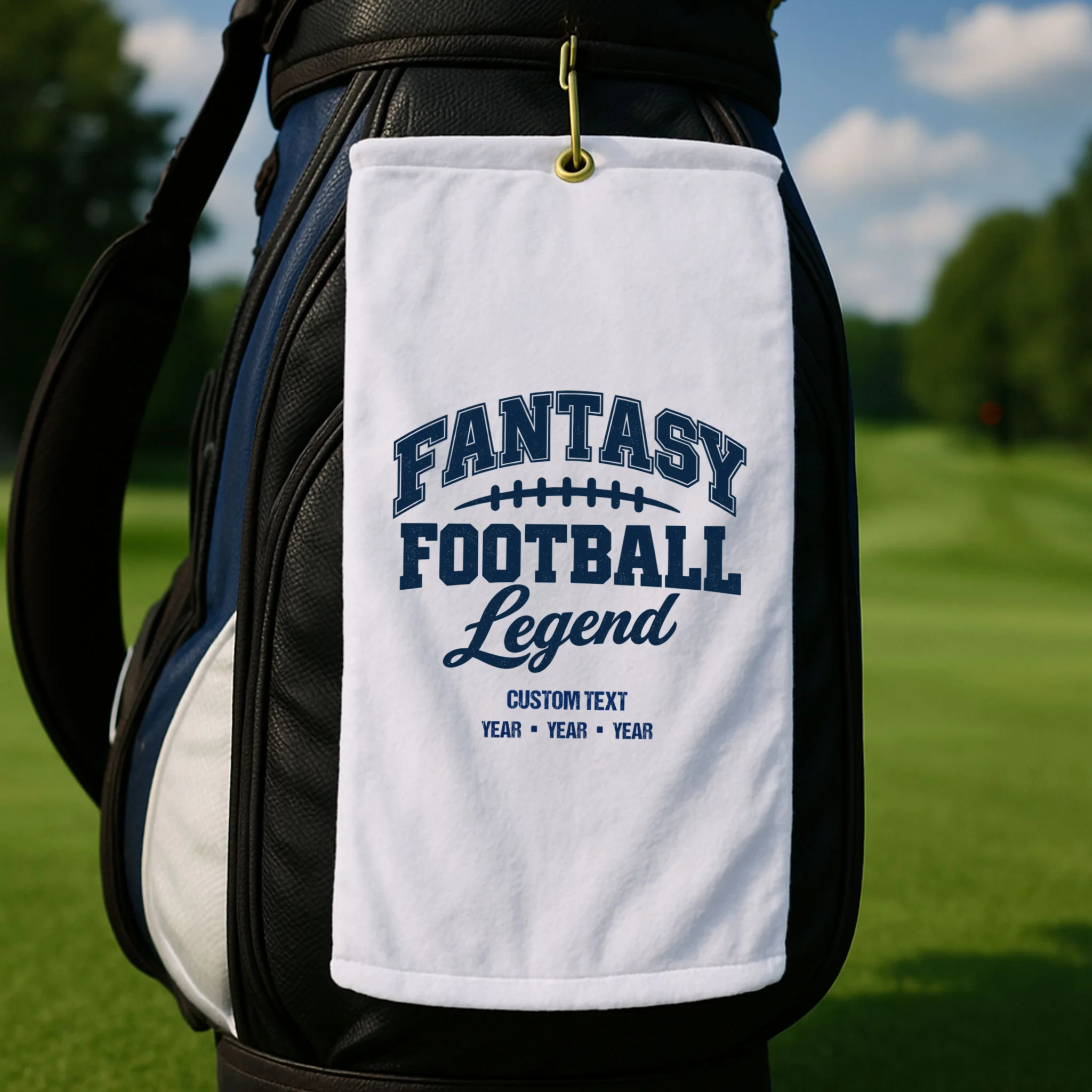 Fantasy Football Legend Personalized Text - Custom Gift Golf Towel - Front 2