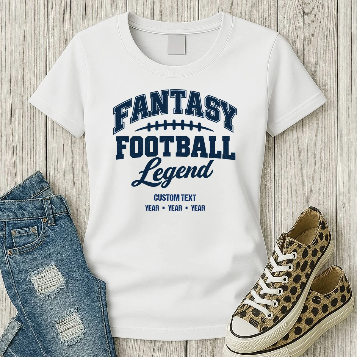 Fantasy Football Legend Personalized Text - Custom Gift Women's T-Shirt - Front 2