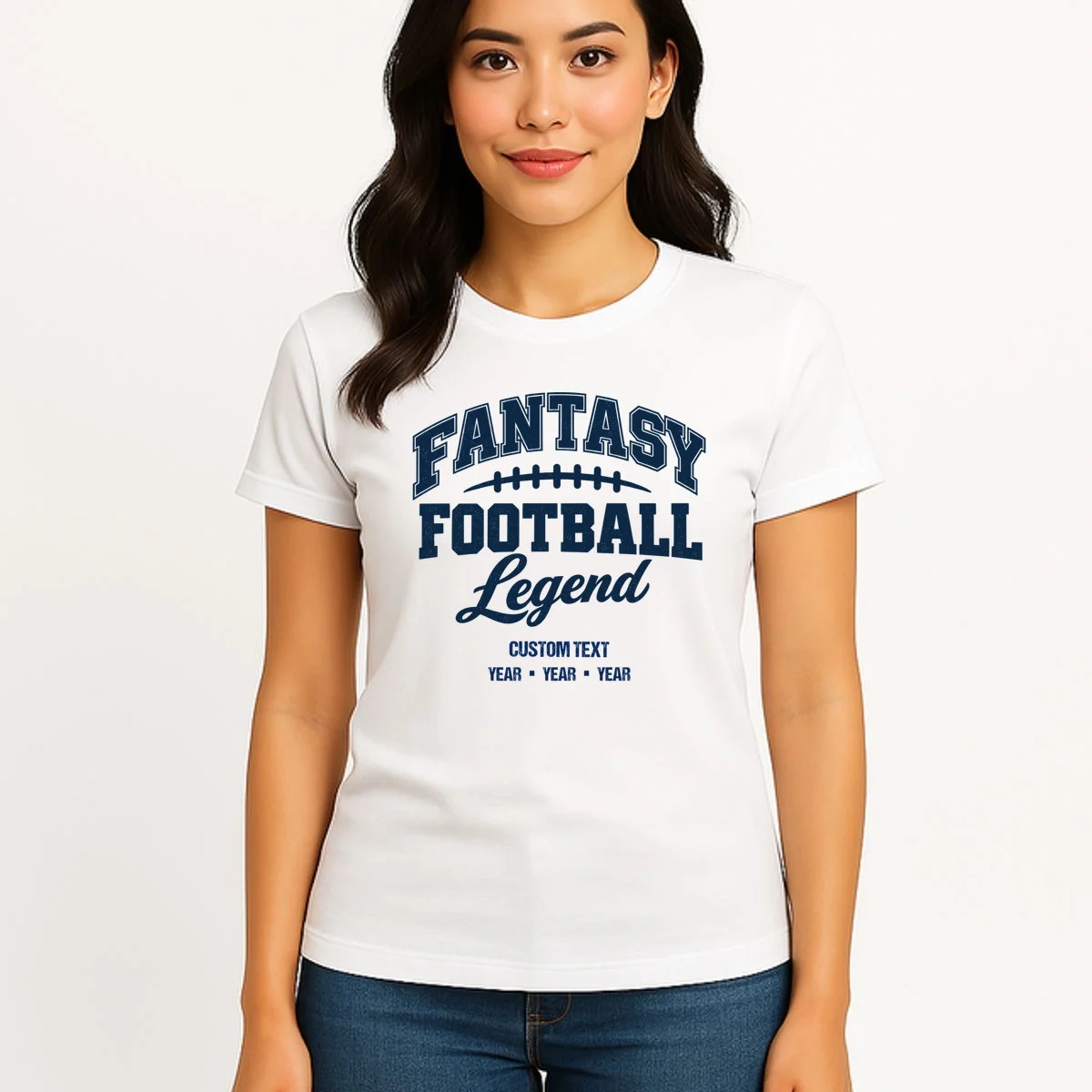 Fantasy Football Legend Personalized Text - Custom Gift Women's T-Shirt - Front 3