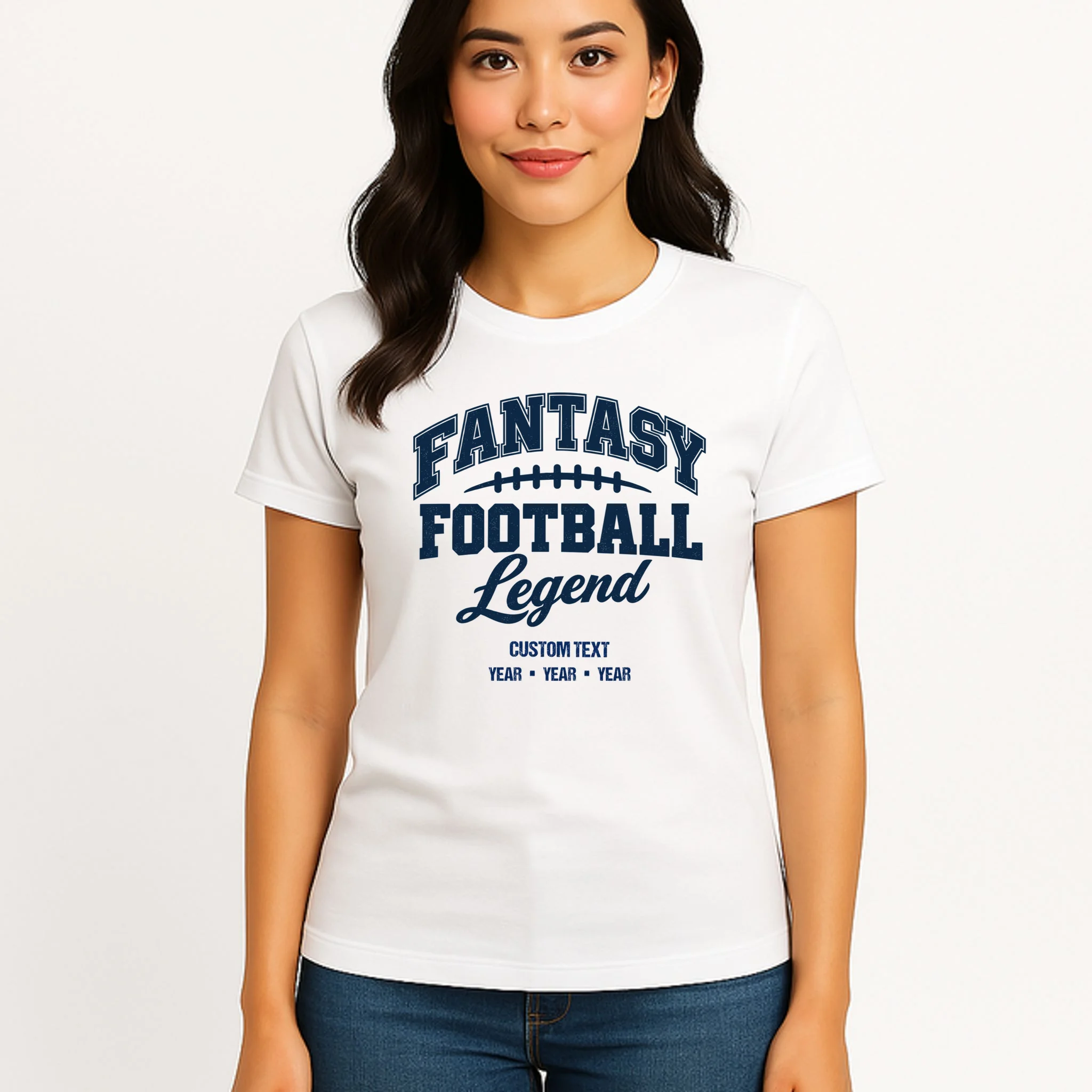 Fantasy Football Legend Personalized Text - Custom Gift Women's T-Shirt - Front 3