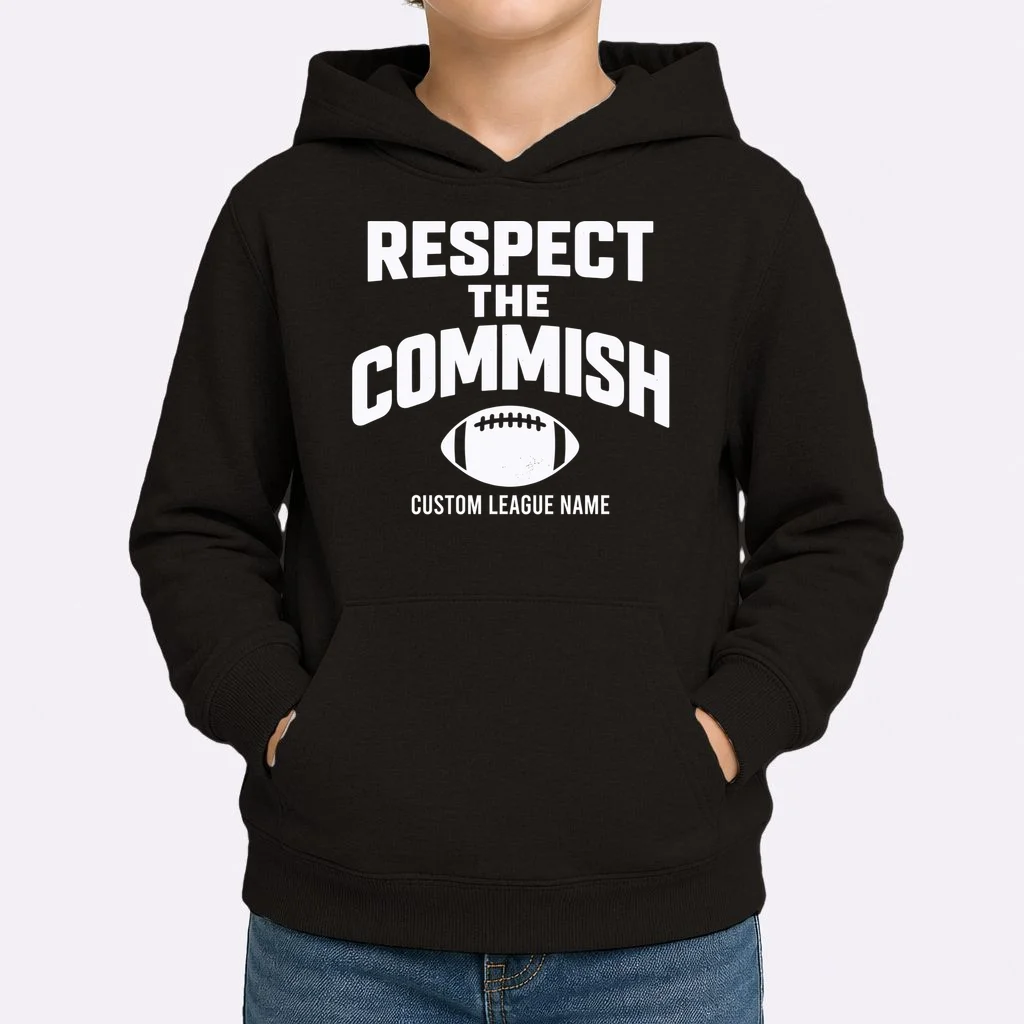 Custom Personalized Football Commissioner - Custom League Name Football Kids Hoodie - Front 1