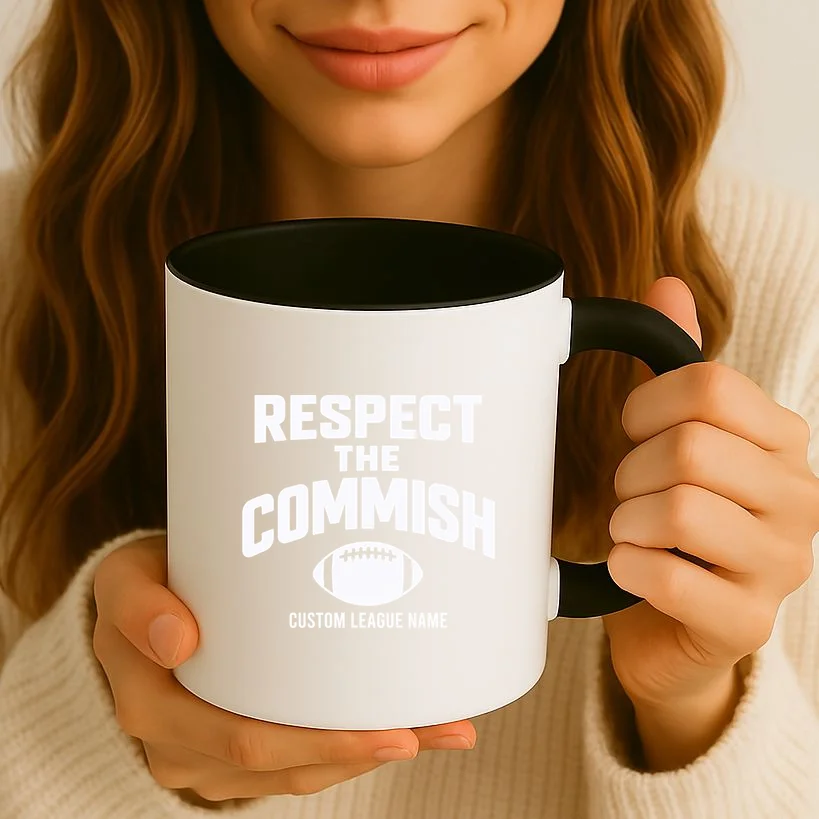 Custom Personalized Football Commissioner Shirt - Custom League Name Football Shirt Mug - Front 2