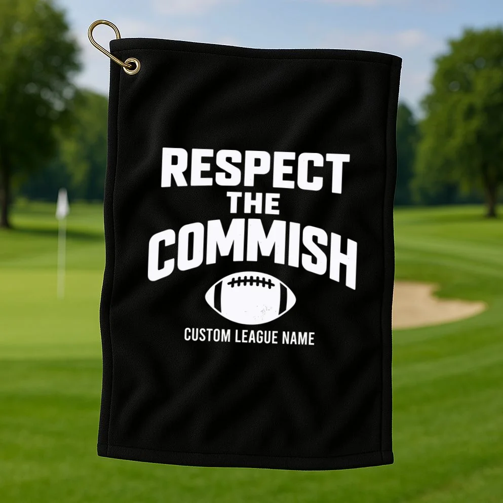 Custom Personalized Football Commissioner Shirt - Custom League Name Football Shirt Golf Towel - Front 1