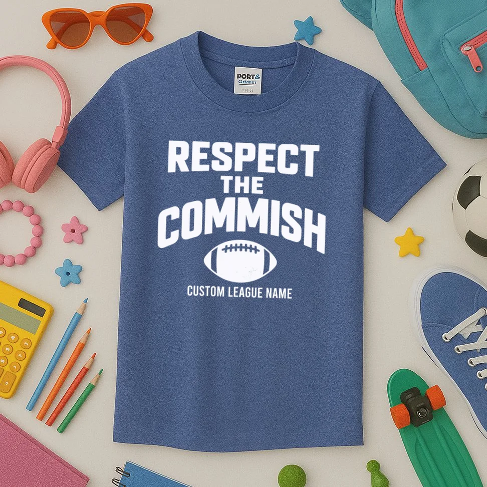 Custom Personalized Football Commissioner Shirt - Custom League Name Football Shirt Kids T-Shirt - Front 2