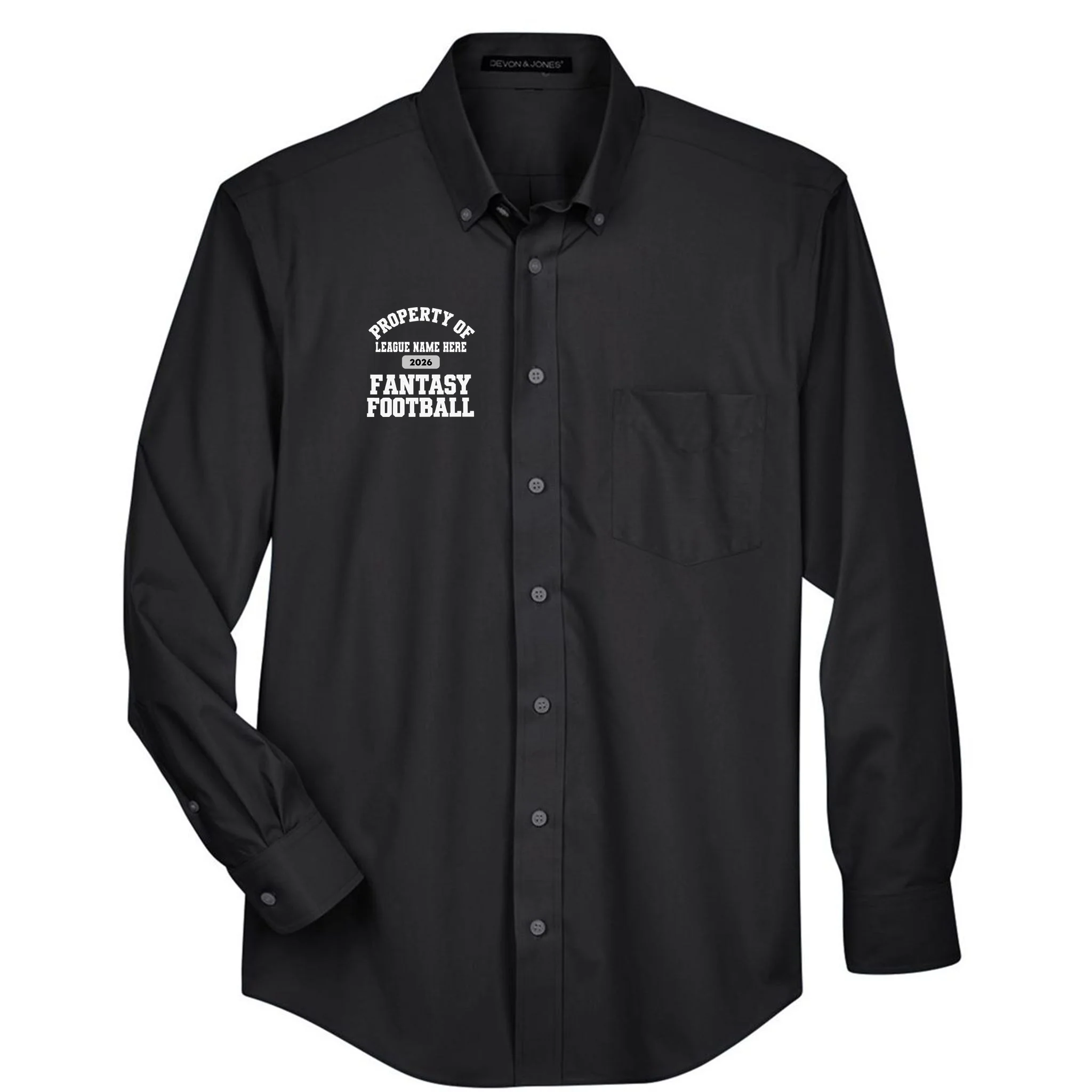 Custom Personalized Fantasy Football - Custom Team Name Fantasy Football - Football Fan Gift Men's Button Up - Front