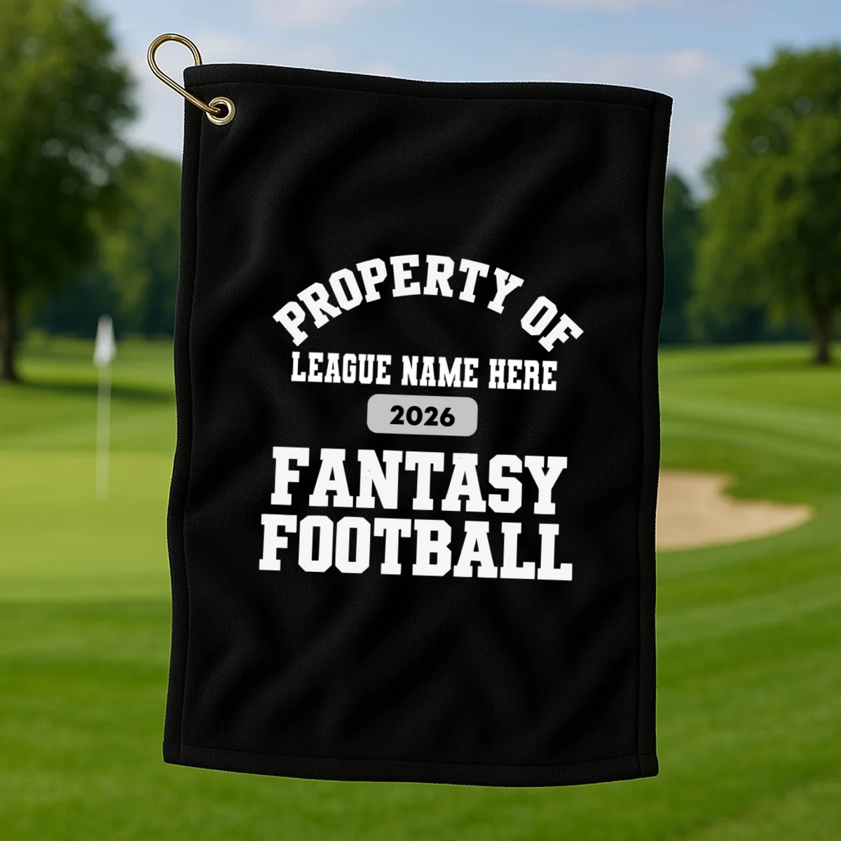 Custom Personalized Fantasy Football - Custom Team Name Fantasy Football - Football Fan Gift Golf Towel - Front 1