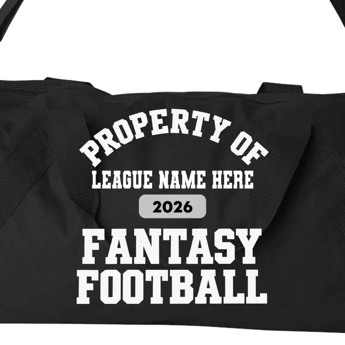 Custom Personalized Fantasy Football Shirt - Custom Team Name Fantasy Football T-Shirt - Football Fan Gift Duffel Bag - Front - Close-up