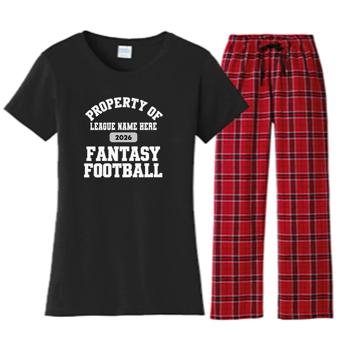 Custom Personalized Fantasy Football Shirt - Custom Team Name Fantasy Football T-Shirt - Football Fan Gift Women's Flannel Pajama Set - Front