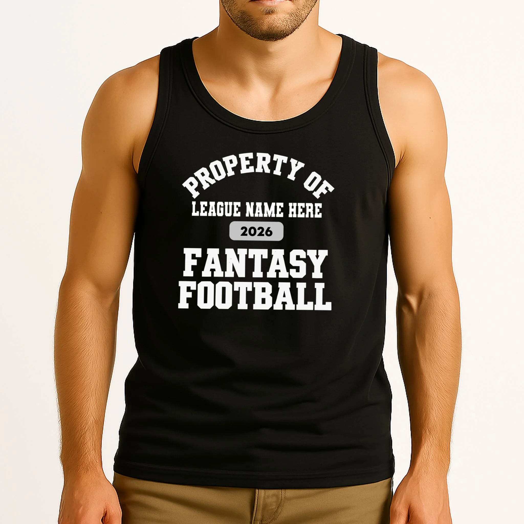 Custom Personalized Fantasy Football Shirt - Custom Team Name Fantasy Football T-Shirt - Football Fan Gift Men's Tank Top - Front 2