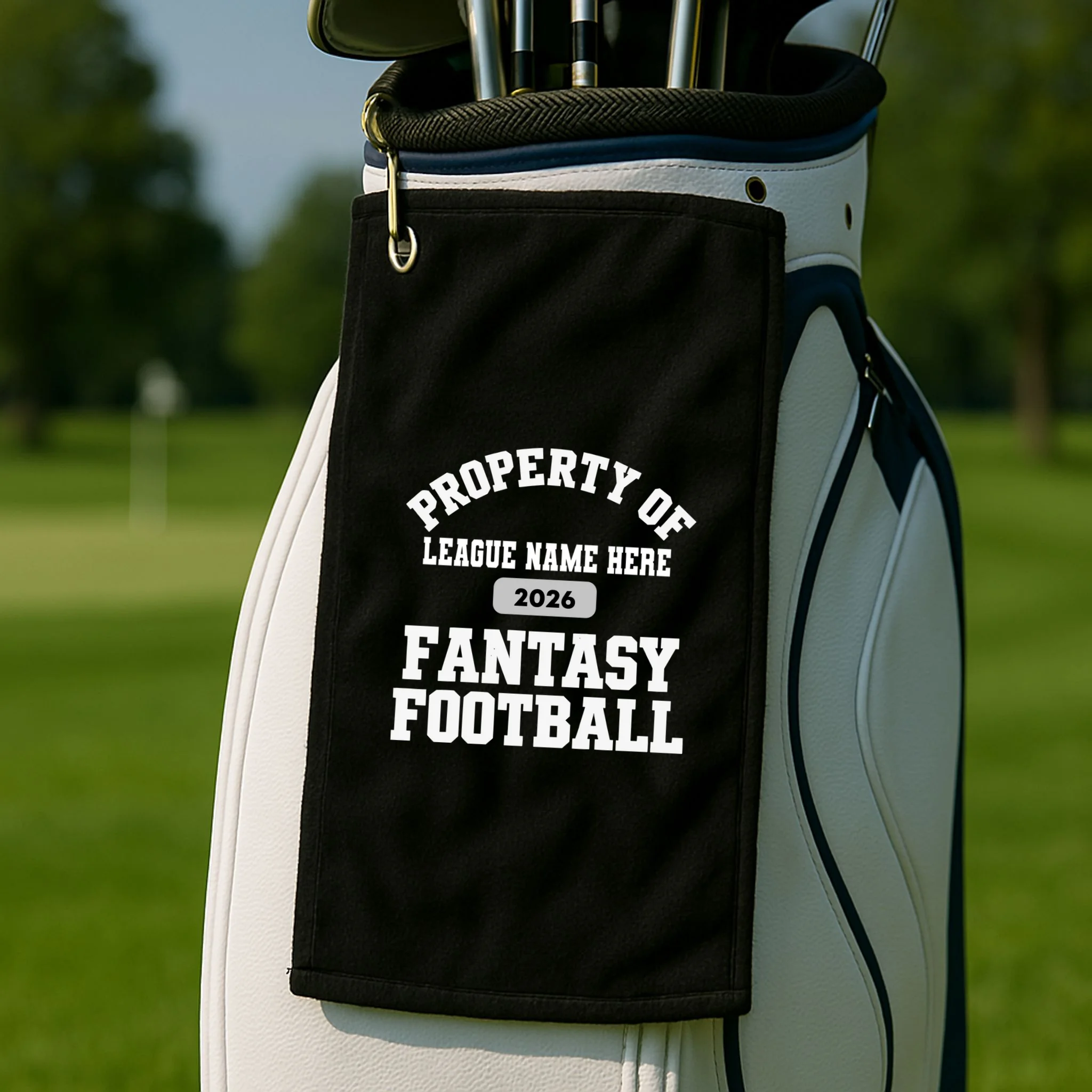 Custom Personalized Fantasy Football Shirt - Custom Team Name Fantasy Football T-Shirt - Football Fan Gift Golf Towel - Front 2