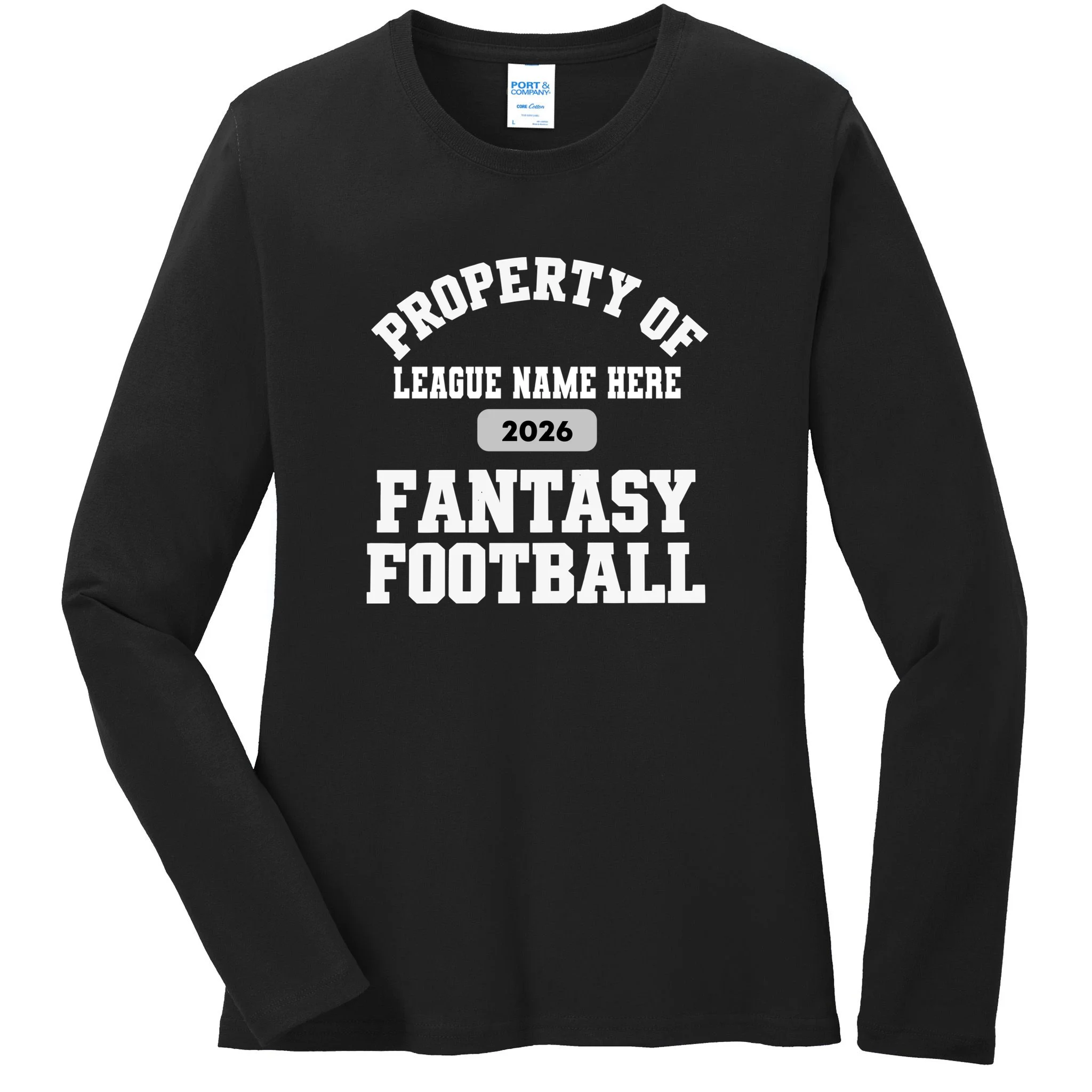 Custom Personalized Fantasy Football Shirt - Custom Team Name Fantasy Football T-Shirt - Football Fan Gift Women's Long Sleeve Shirt - Front