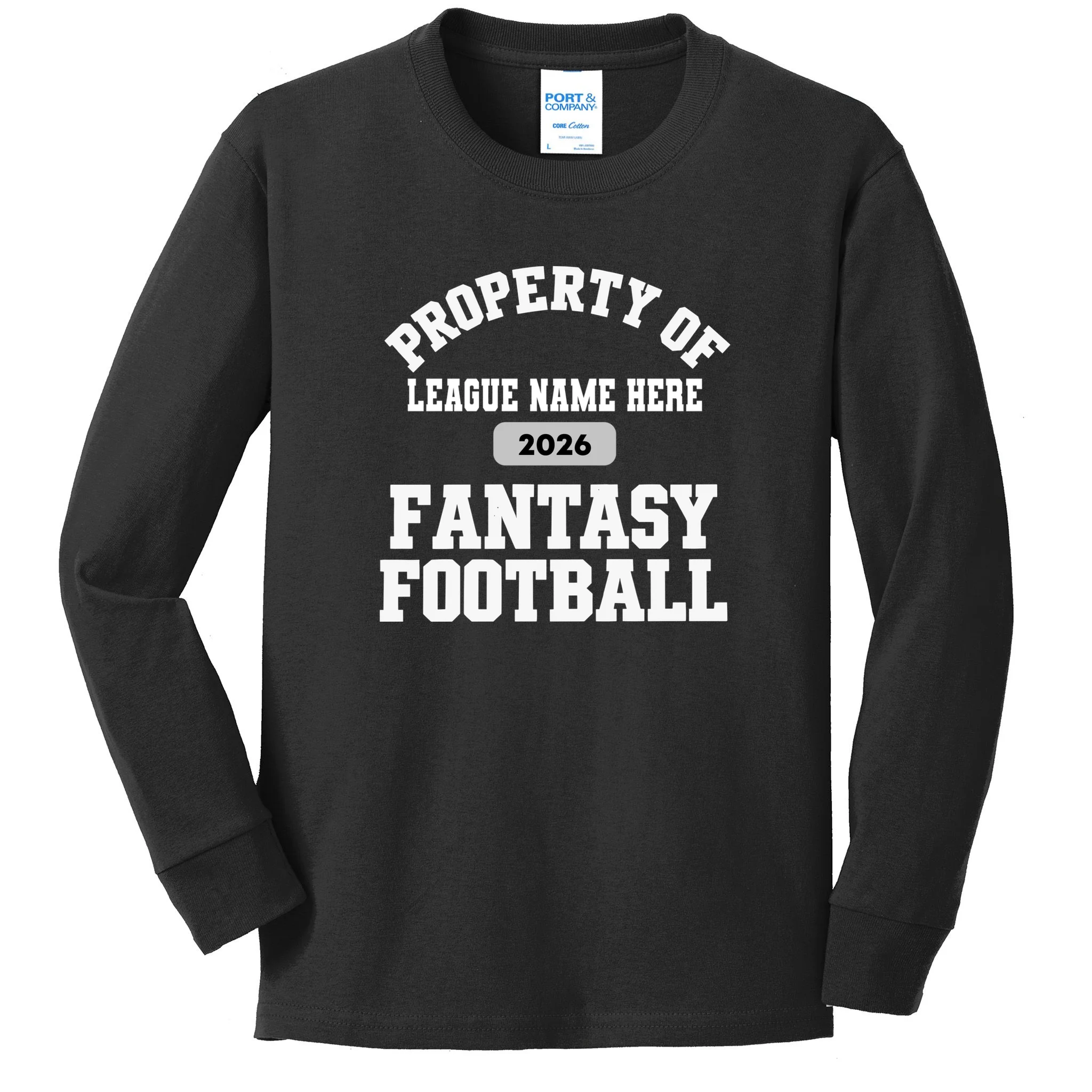 Custom Personalized Fantasy Football Shirt - Custom Team Name Fantasy Football T-Shirt - Football Fan Gift Kids Long Sleeve Shirt - Front