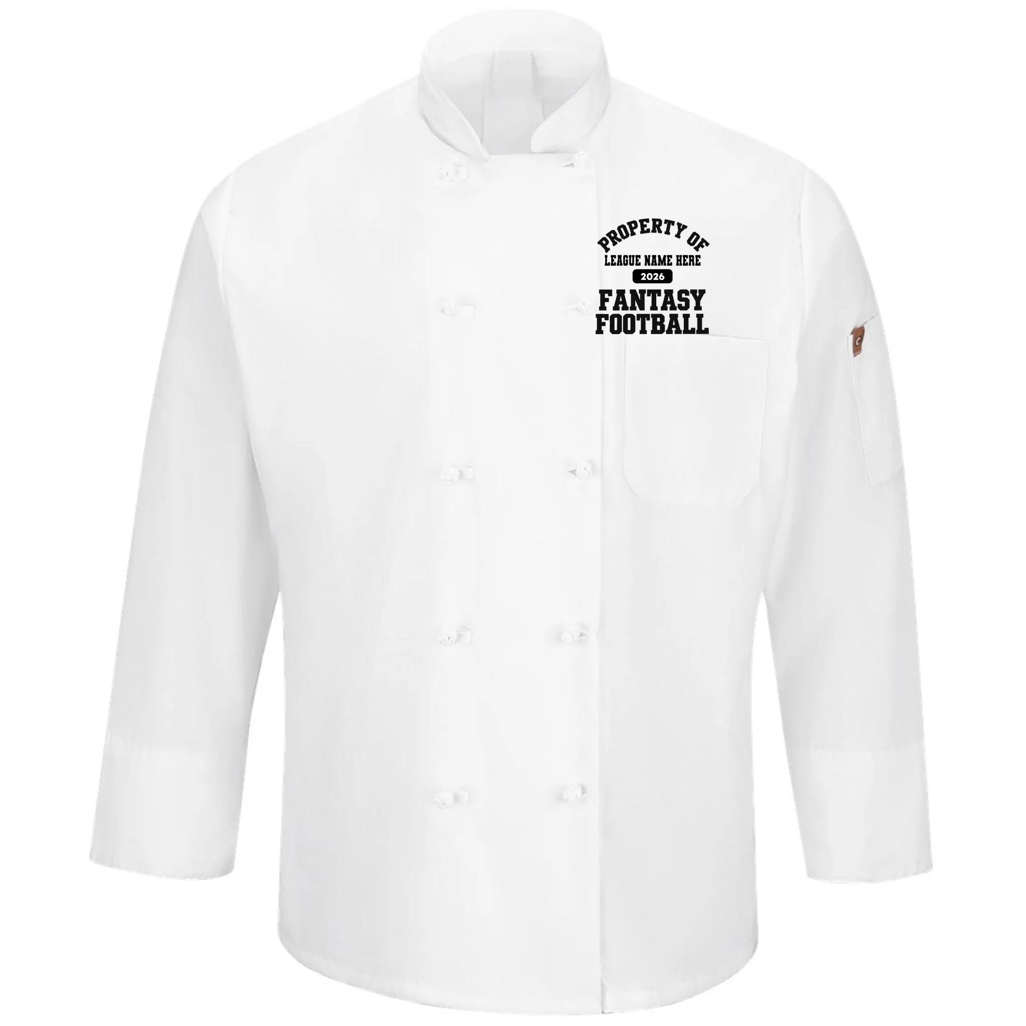 Custom Personalized Fantasy Football Shirt - Custom Team Name Fantasy Football T-Shirt - Football Fan Gift Men's Chef Coat - Front