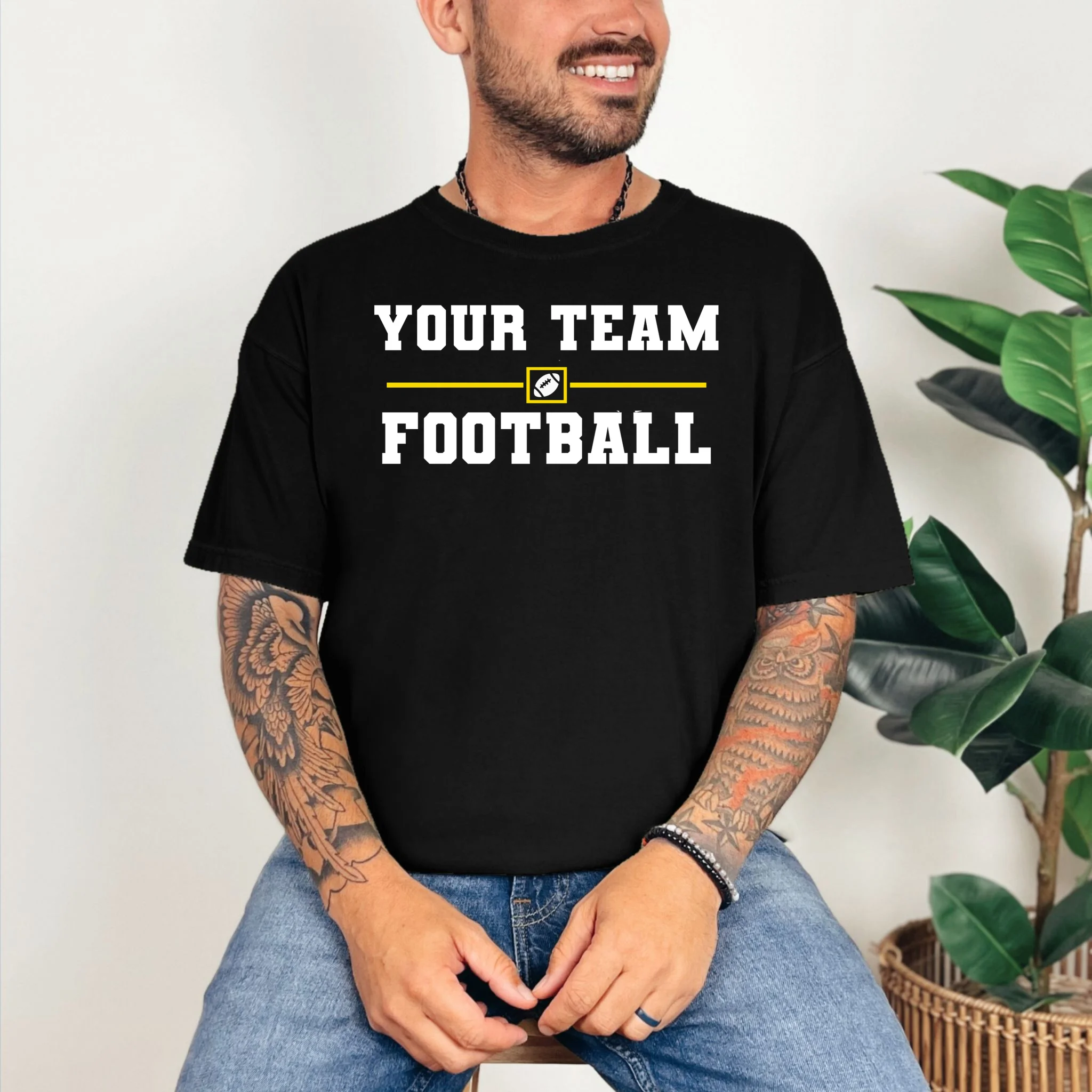 Custom Personalized Football Team - Personalized Football Fan - Football Team Gift Comfort Colors Unisex T-Shirt - Front 2