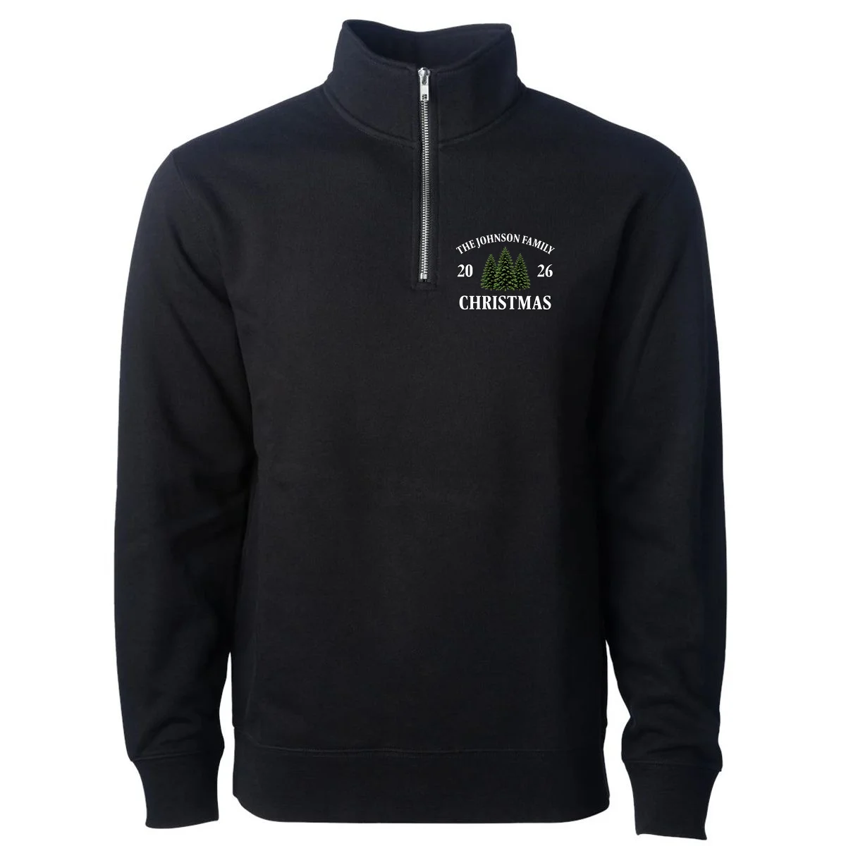 Custom Personalized Family Christmas Shirt Men's Pullover Quarter Zip - Front