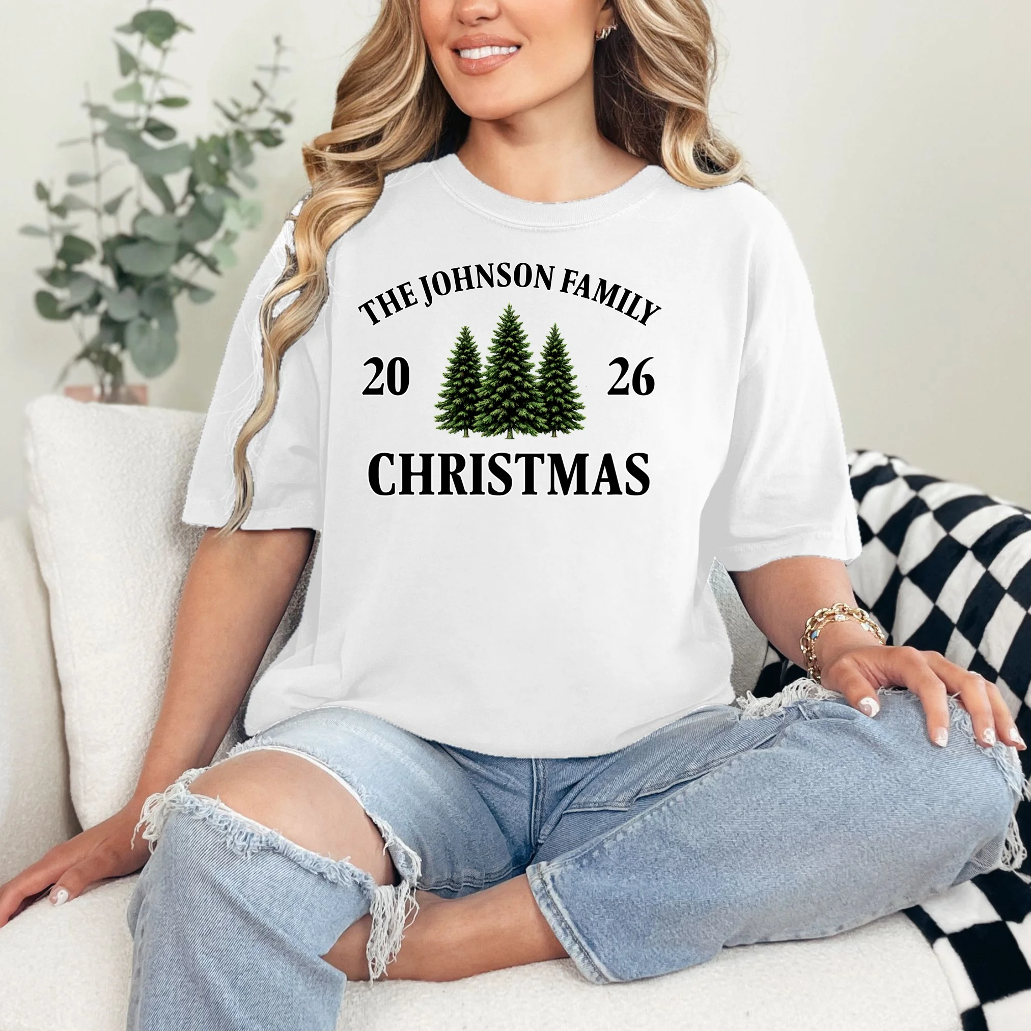 Custom Personalized Family Christmas Shirt Comfort Colors Unisex T-Shirt - Front 1