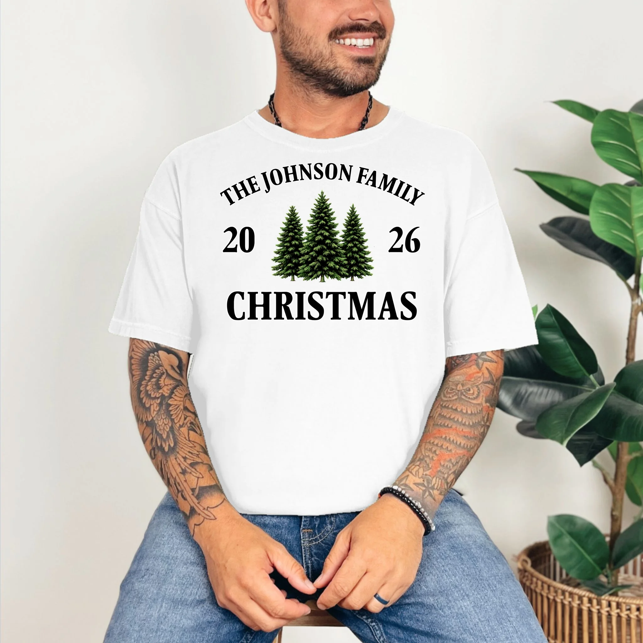 Custom Personalized Family Christmas Shirt Comfort Colors Unisex T-Shirt - Front 2