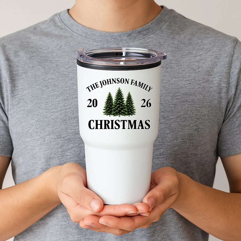 Custom Personalized Family Christmas Shirt 20oz Tumbler - Front 1