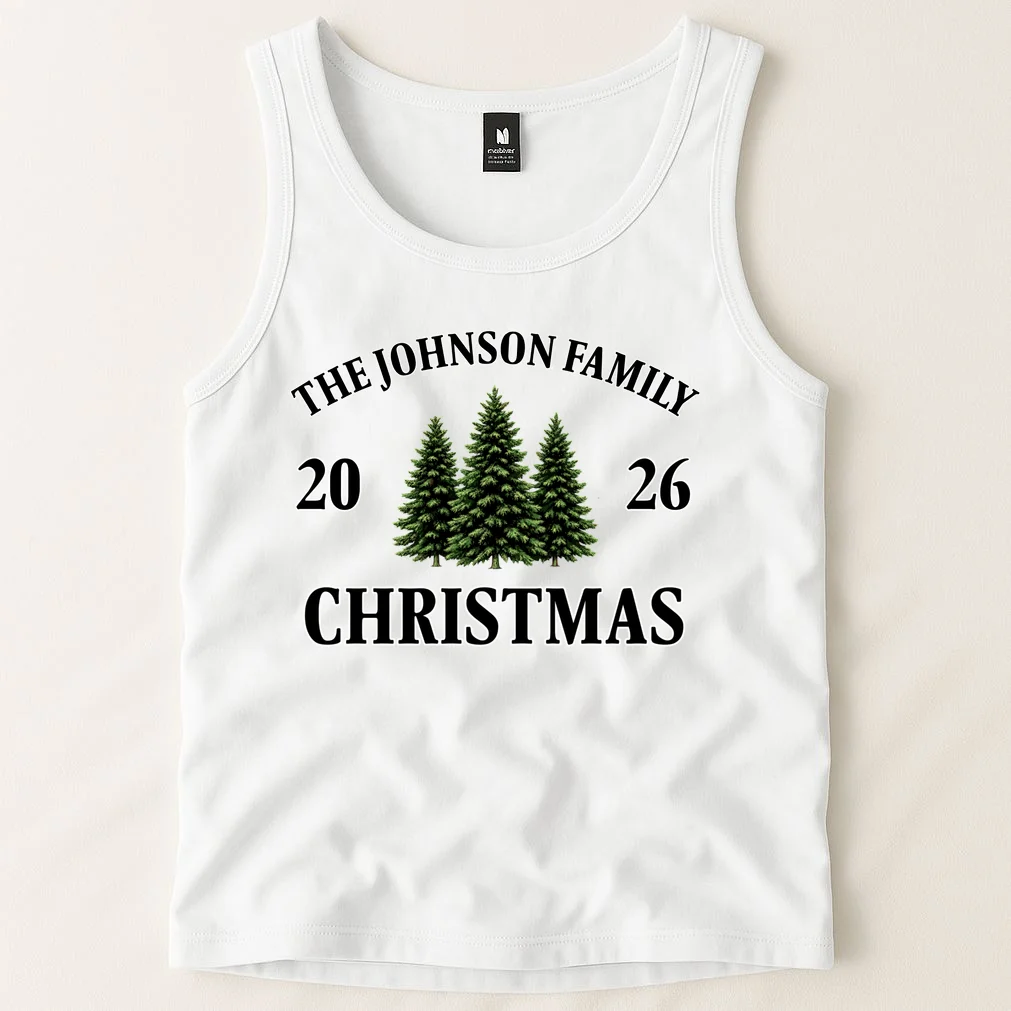 Custom Personalized Family Christmas Shirt Men's Tank Top - Front 1