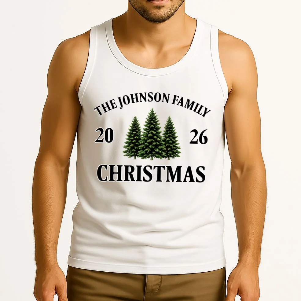 Custom Personalized Family Christmas Shirt Men's Tank Top - Front 2