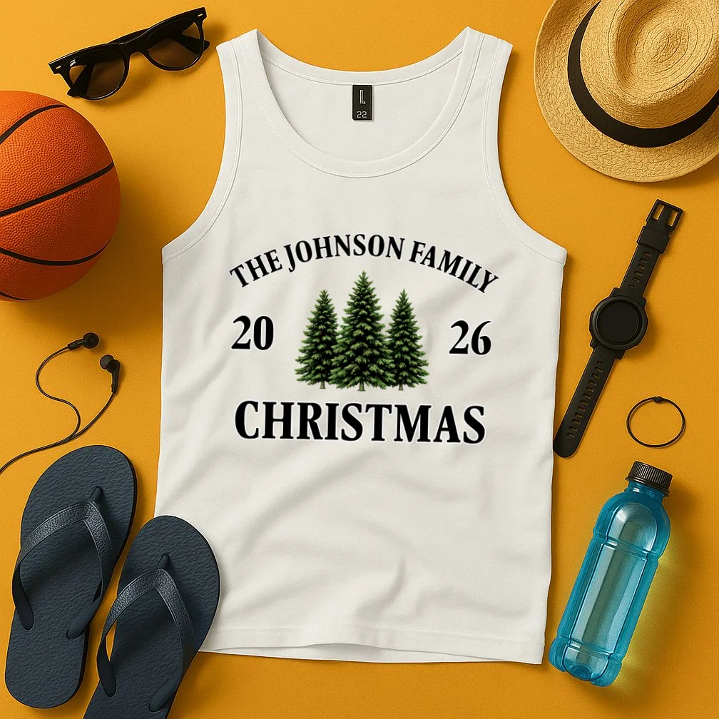 Custom Personalized Family Christmas Shirt Men's Tank Top - Front 3