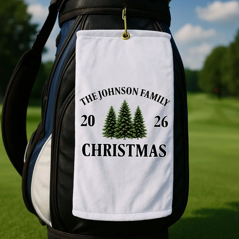 Custom Personalized Family Christmas Shirt Golf Towel - Front 2