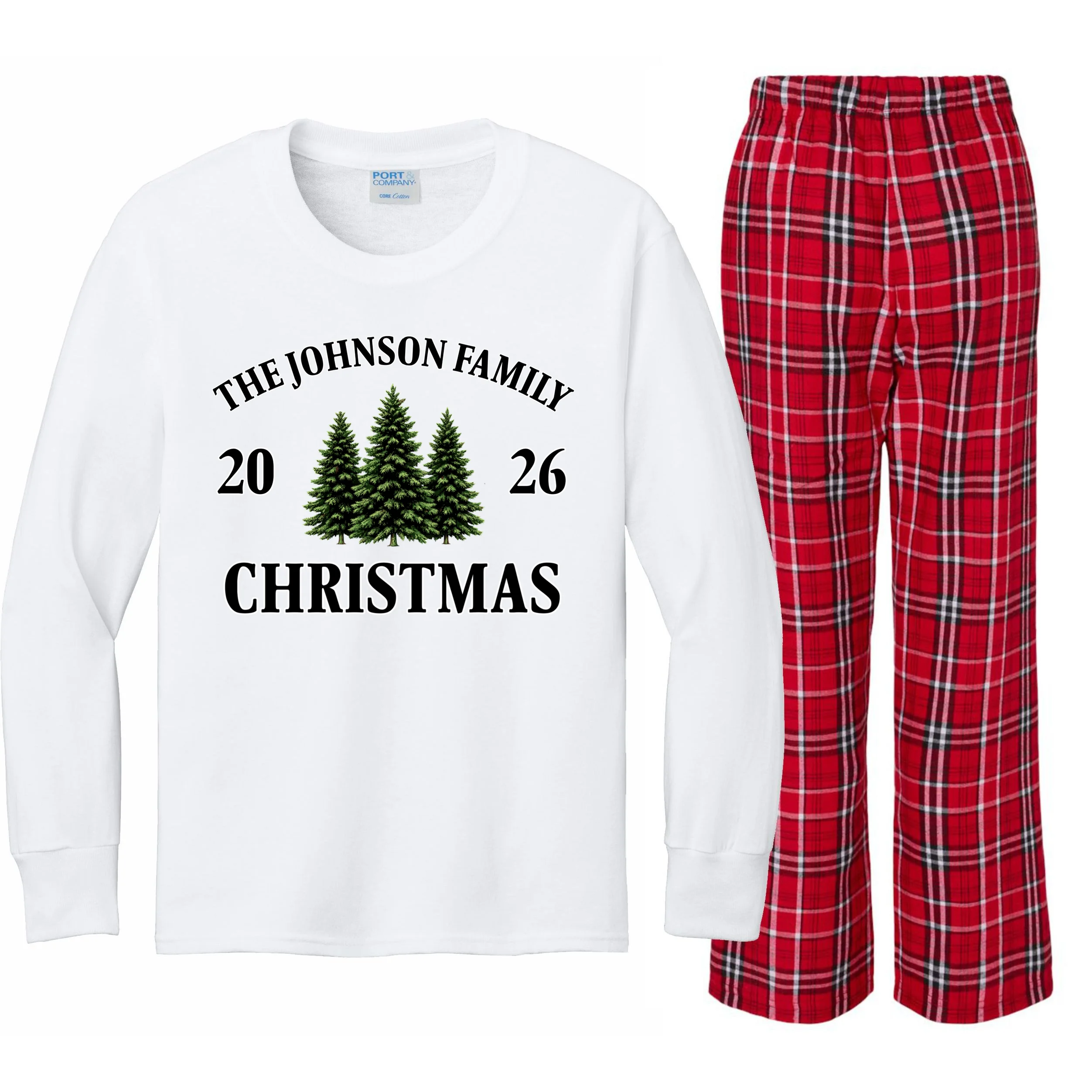 Custom Personalized Family Christmas Shirt Kids Long Sleeve Pajamas Front
