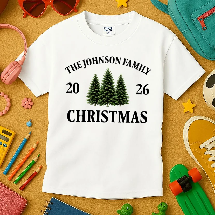 Custom Personalized Family Christmas Shirt Kids T-Shirt - Front 2
