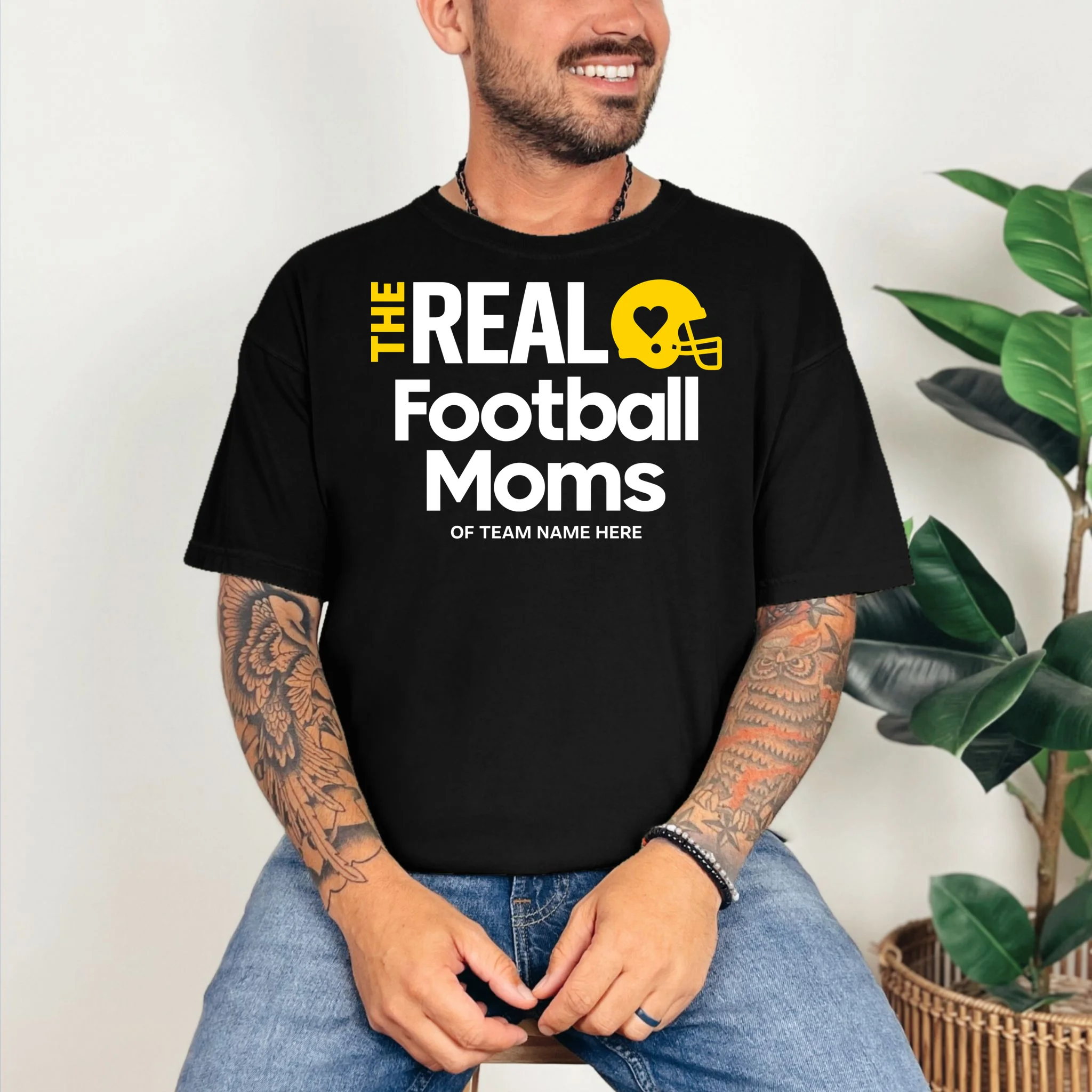 Football Mom - Custom Team Name - Personalized Football Gift Comfort Colors Unisex T-Shirt - Front 2