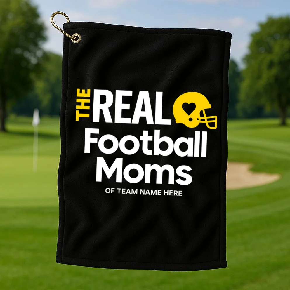 Football Mom - Custom Team Name - Personalized Football Gift Golf Towel - Front 1
