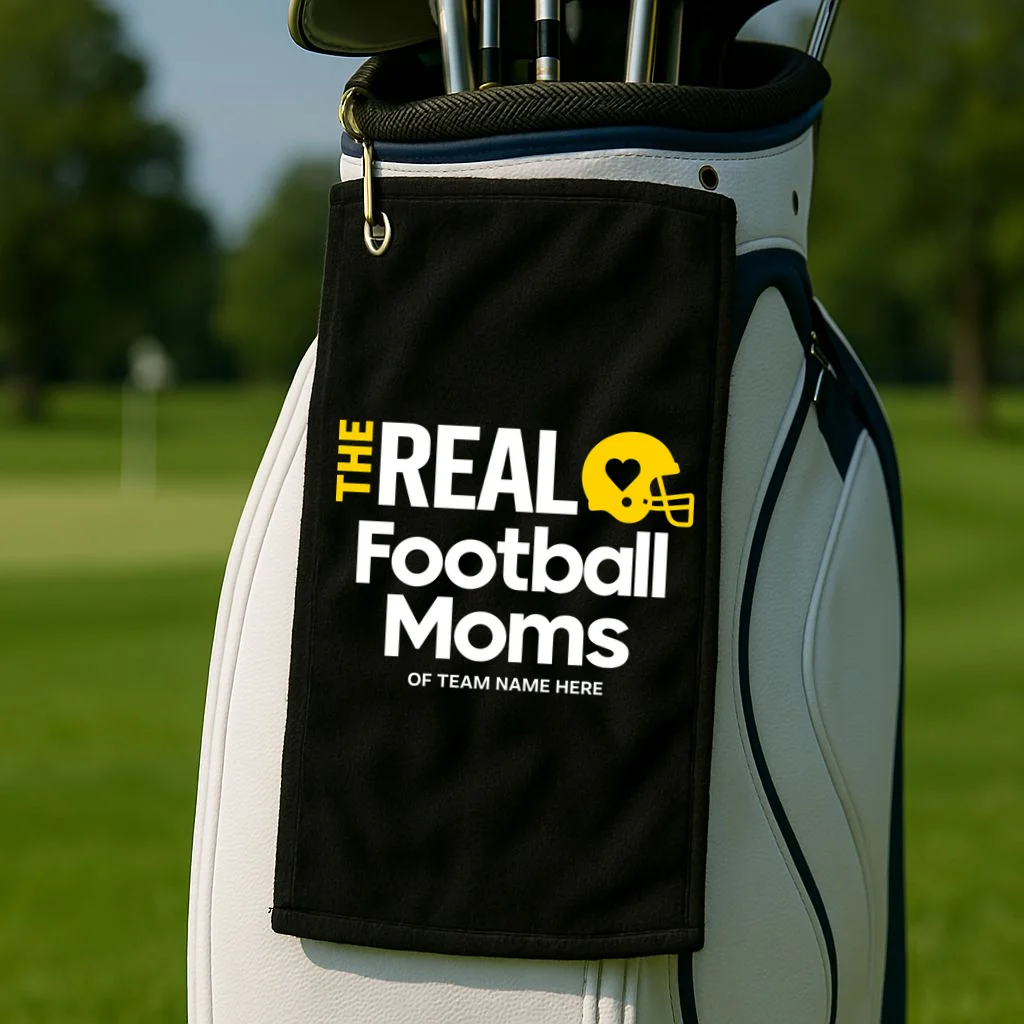 Football Mom - Custom Team Name - Personalized Football Gift Golf Towel - Front 2