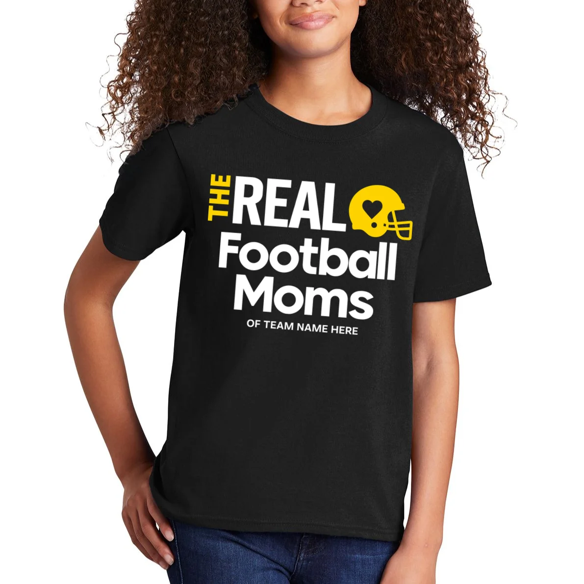 Football Mom - Custom Team Name - Personalized Football Gift Kids T-Shirt - Front 1