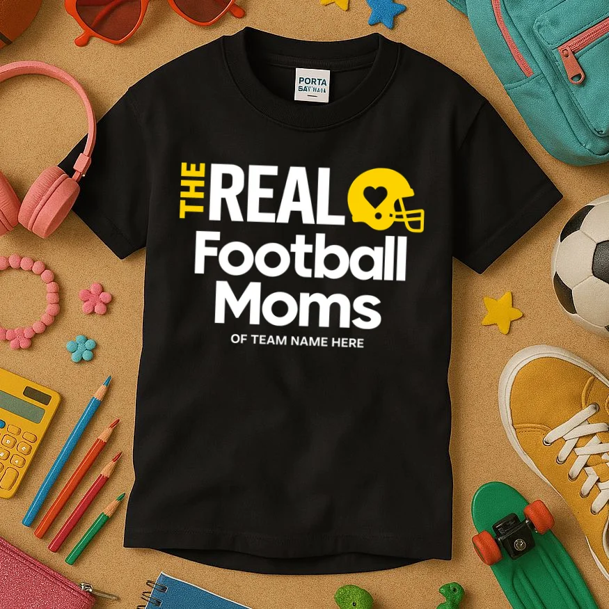 Football Mom - Custom Team Name - Personalized Football Gift Kids T-Shirt - Front 2