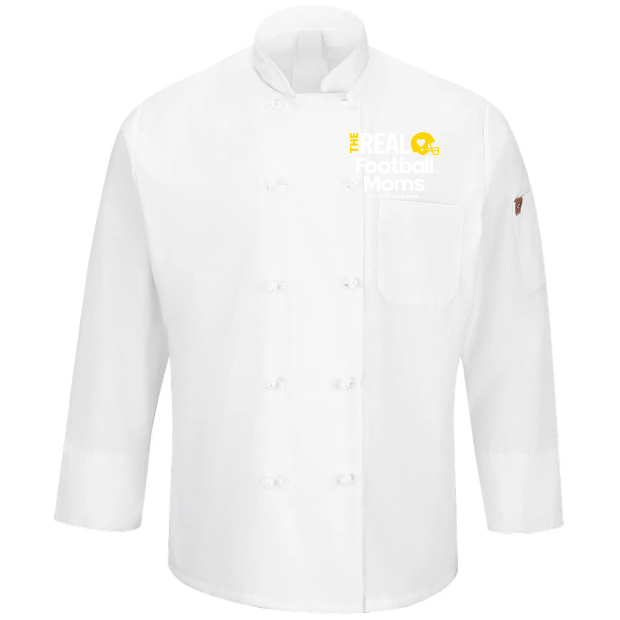 Football Mom - Custom Team Name - Personalized Football Gift Men's Chef Coat - Front