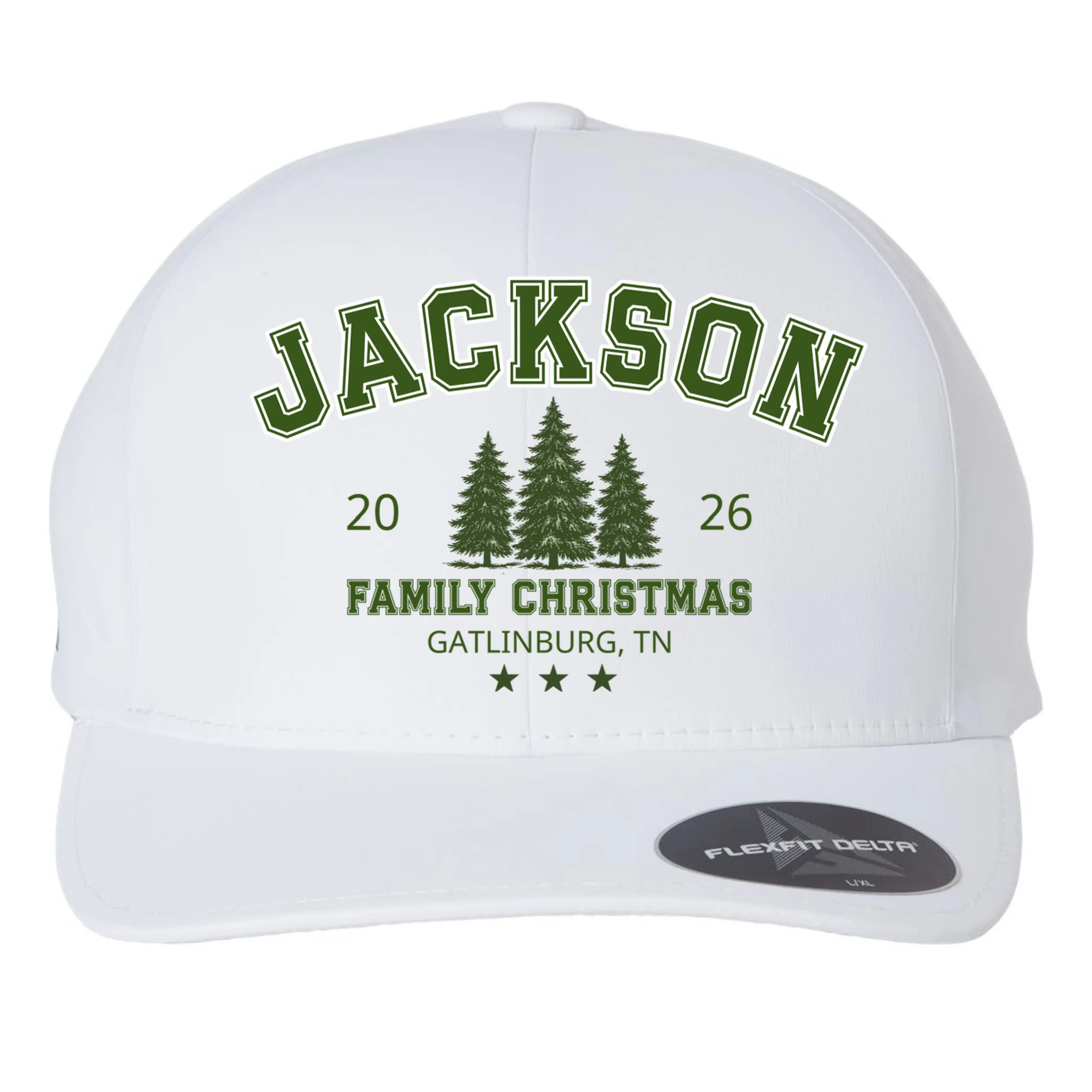 Custom Personalized Family Christmas Name Flexfit Men's Snapback Hat - Front