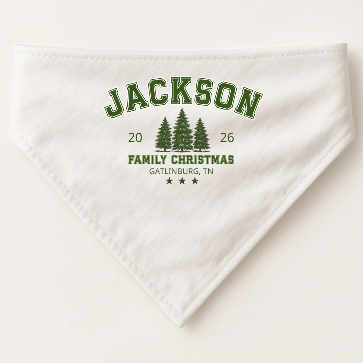 Custom Personalized Family Christmas Name Dog Bandana - Front