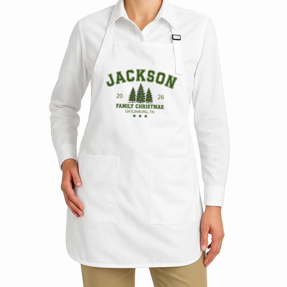 Custom Personalized Family Christmas Name Apron - Front 1