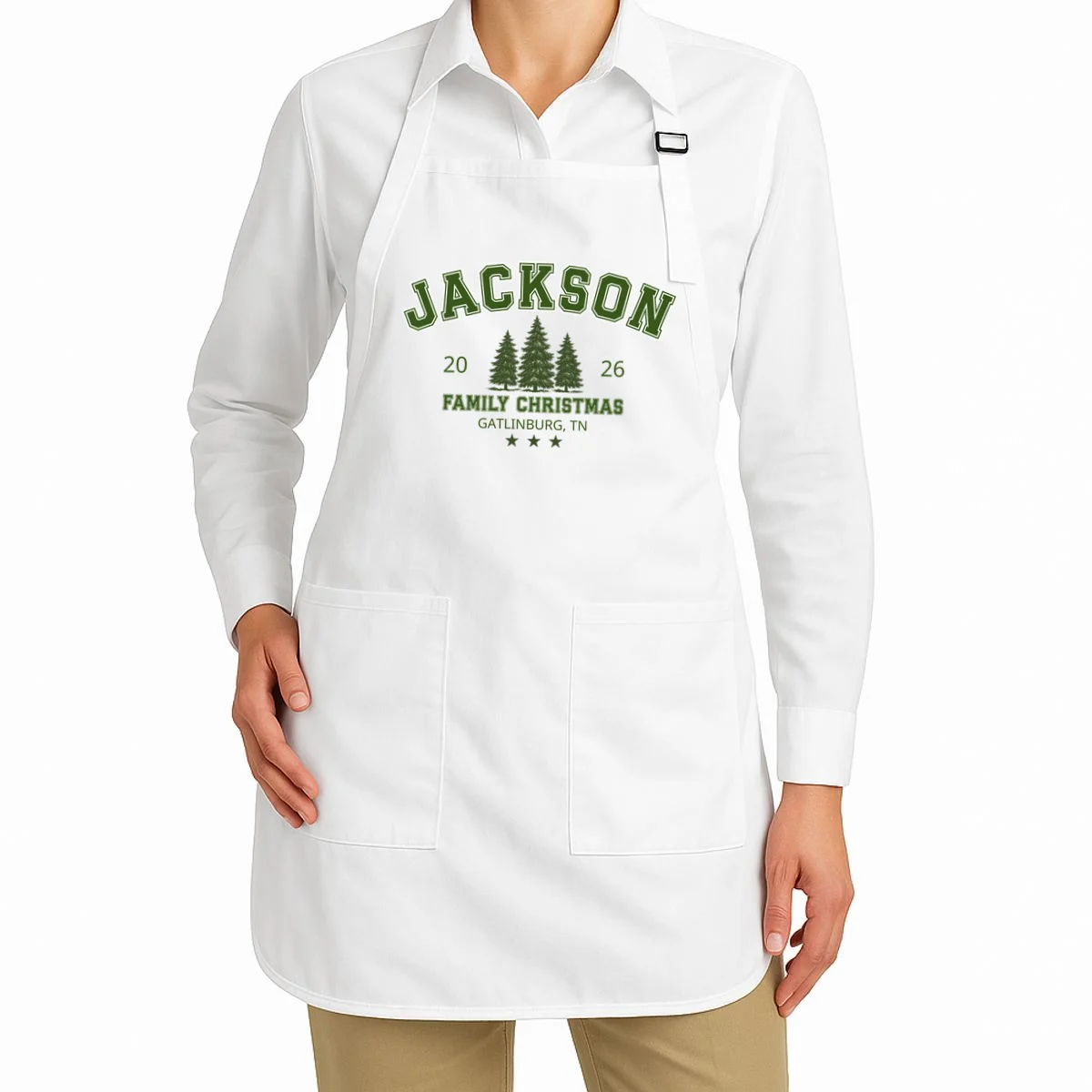 Custom Personalized Family Christmas Name Apron - Front 1