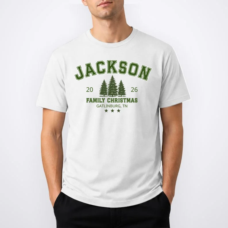 Custom Personalized Family Christmas Name Men's T-Shirt - Front 1
