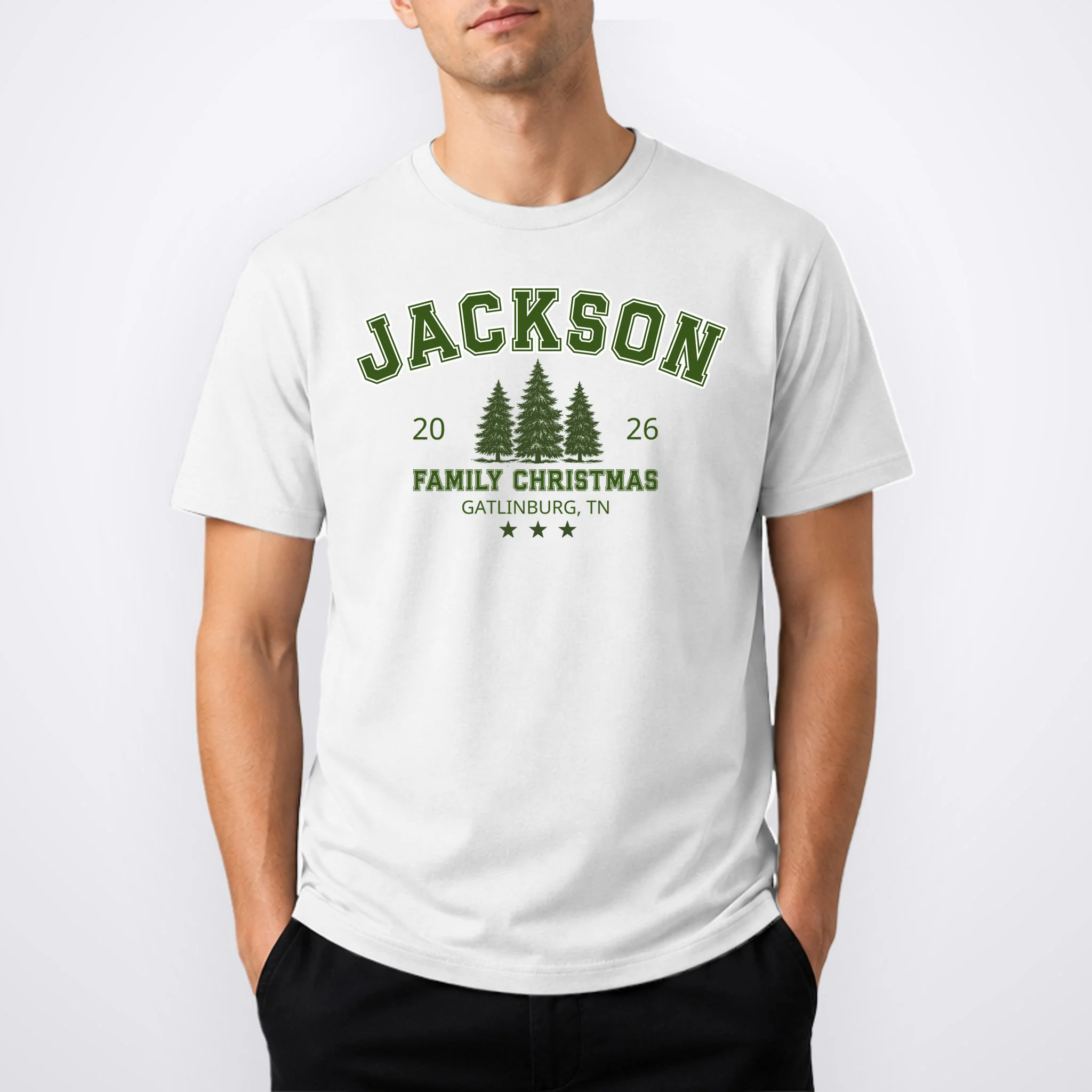 Custom Personalized Family Christmas Name Men's T-Shirt - Front 1