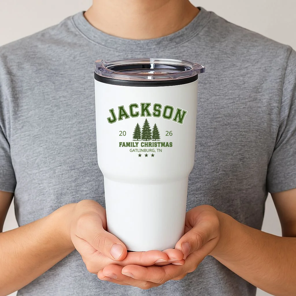 Custom Personalized Family Christmas Name 20oz Tumbler - Front 1