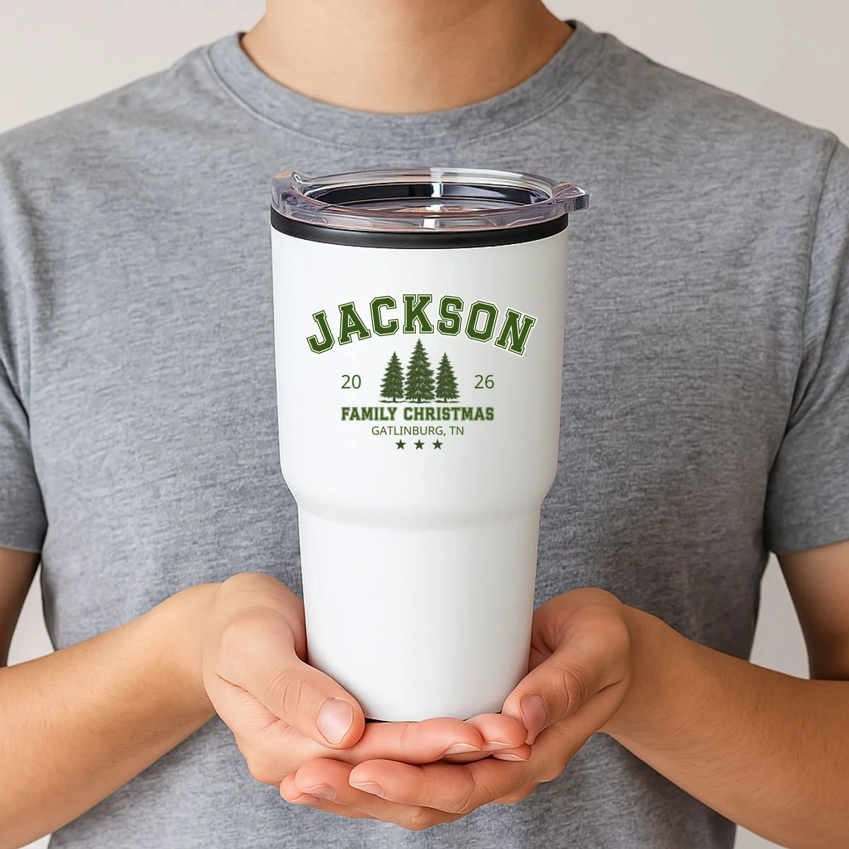Custom Personalized Family Christmas Name 20oz Tumbler - Front 1