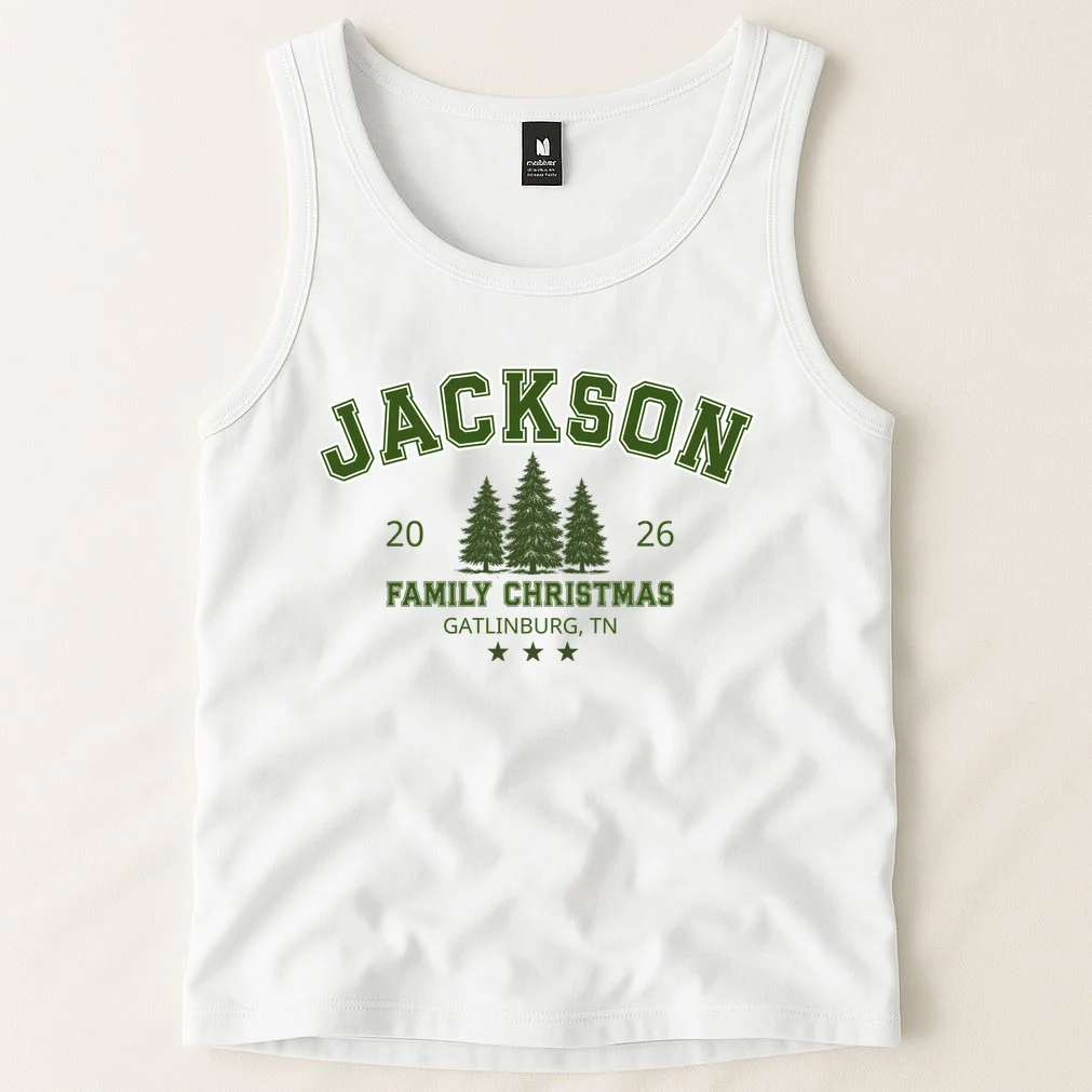 Custom Personalized Family Christmas Name Men's Tank Top - Front 1