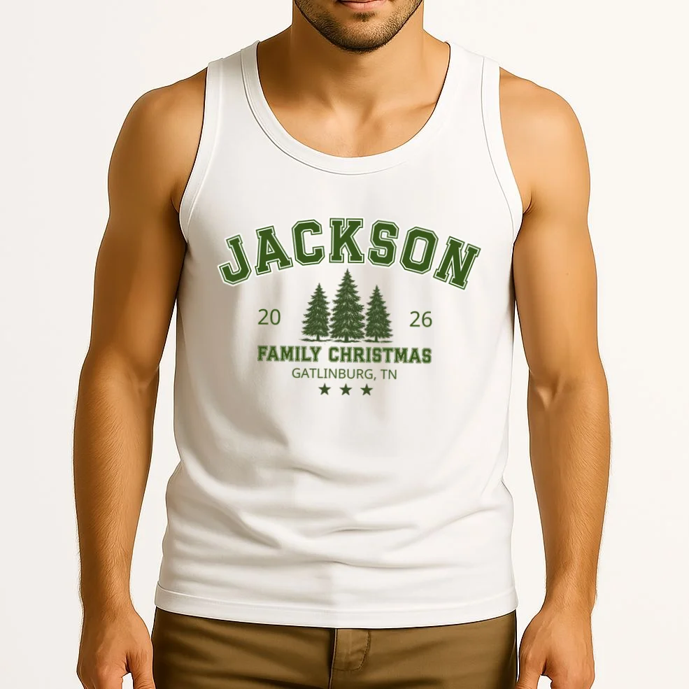 Custom Personalized Family Christmas Name Men's Tank Top - Front 2