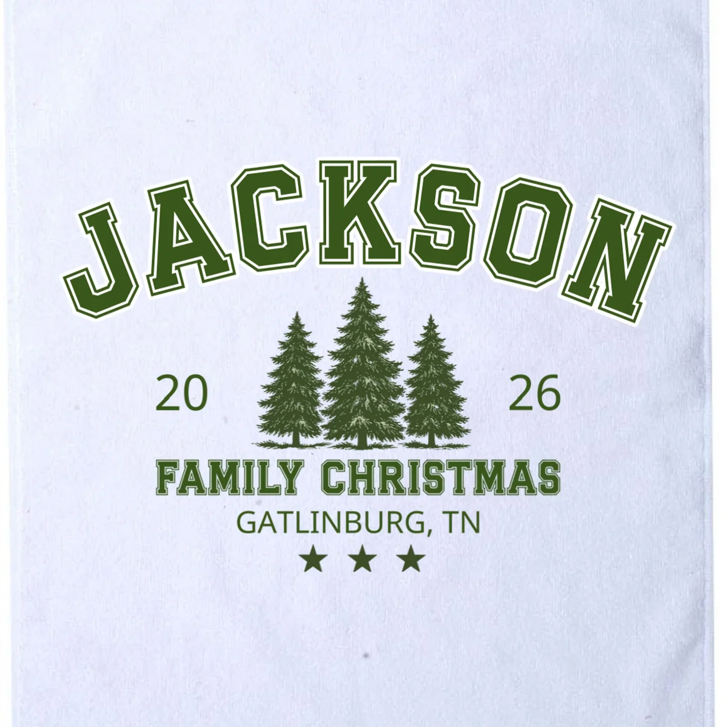 Custom Personalized Family Christmas Name Golf Towel - Front - Close-up