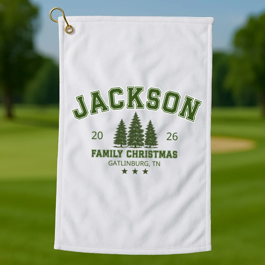 Custom Personalized Family Christmas Name Golf Towel - Front 1
