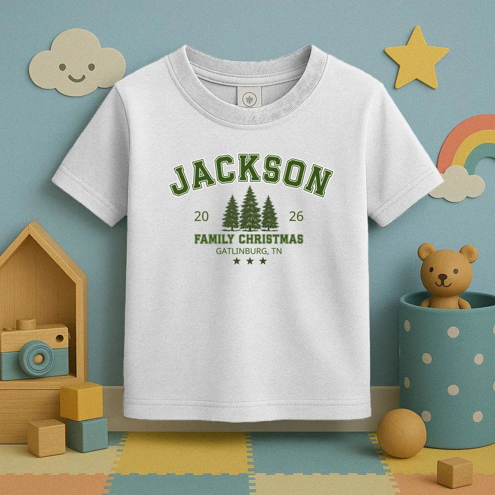 Custom Personalized Family Christmas Name Toddler T-Shirt - Front 2